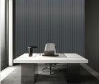 Set of 4 Metallic Dark Grey Acoustic Slatted Decorative Wall Panels