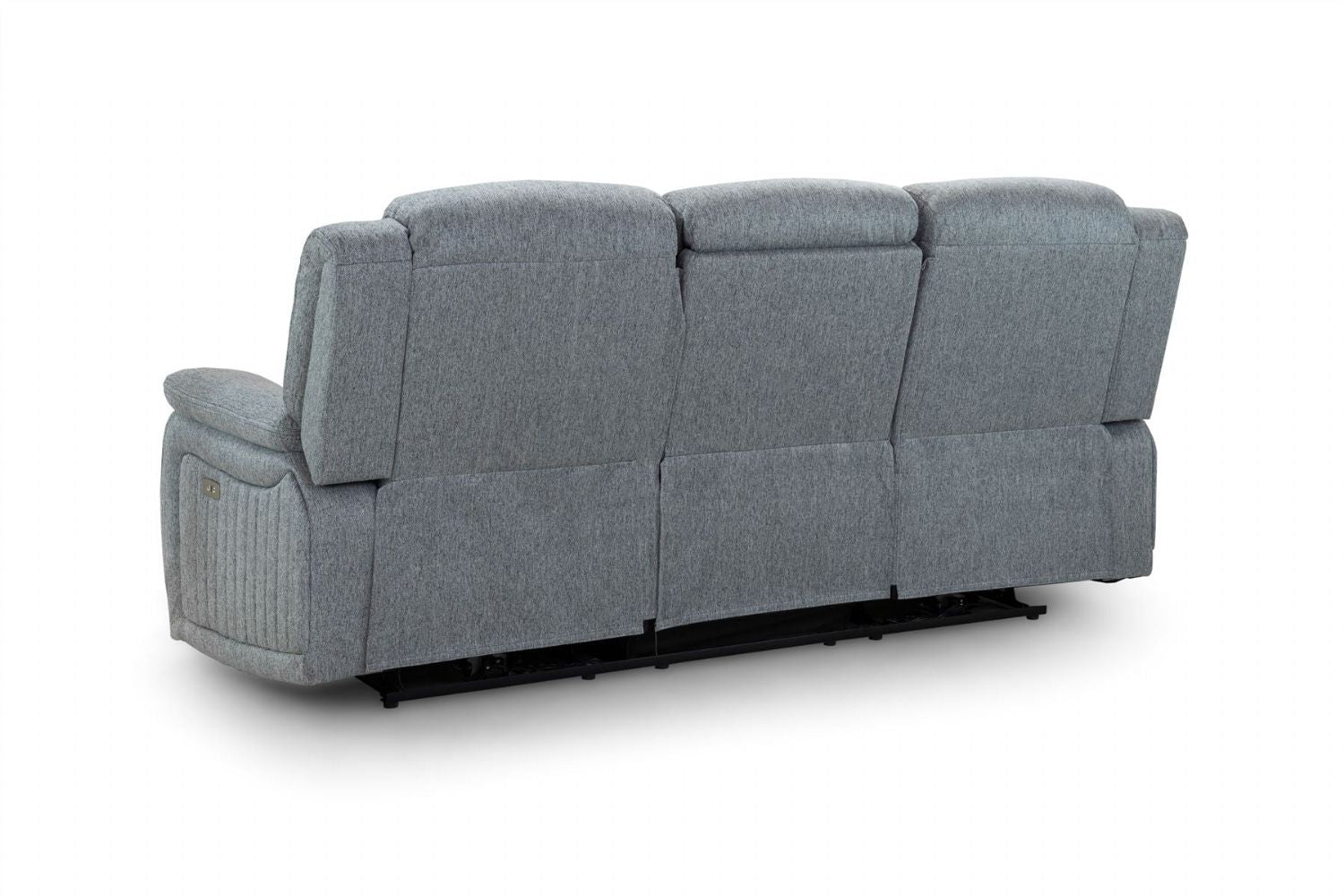 Grey Fabric 3 Seater Electric Recliner Sofa Pillow Top Arms - Home Furniture Interiors