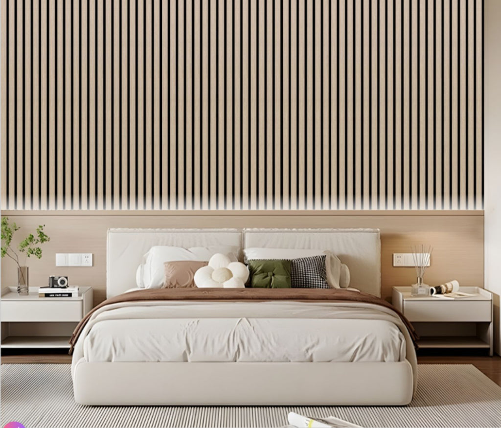 Set of 3 Oak Acoustic Slatted Decorative Wall Panels with Wood Effect Finish