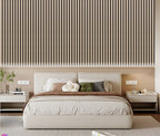 Set of 3 Oak Acoustic Slatted Decorative Wall Panels with Wood Effect Finish