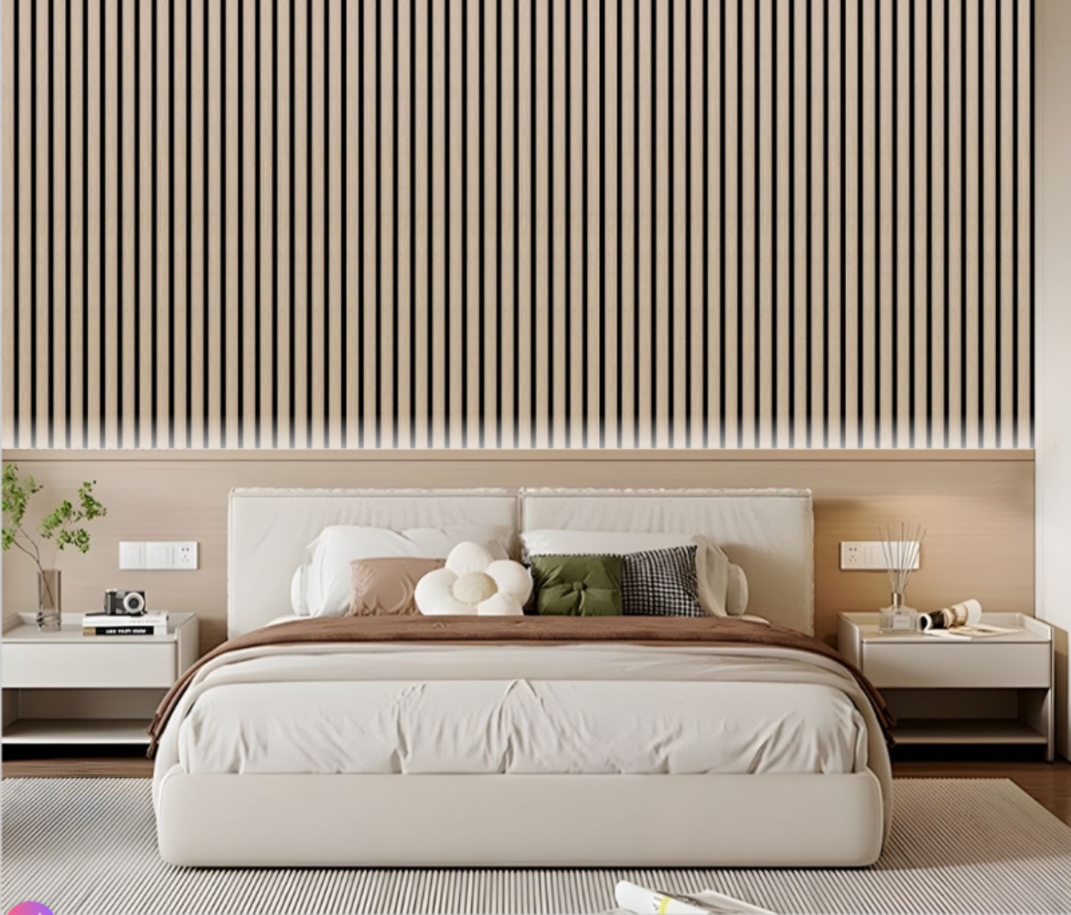 Set of 3 Oak Acoustic Slatted Decorative Wall Panels with Wood Effect Finish