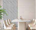 Set of 3 White Marble Effect Finish Acoustic Slatted Decorative Wall Panels