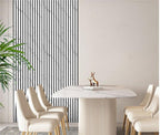 Set of 3 White Marble Effect Finish Acoustic Slatted Decorative Wall Panels