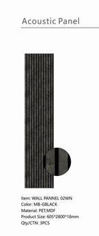 Set of 3 Gold and Black Marble Effect Finish Acoustic Slatted Decorative Wall Panels