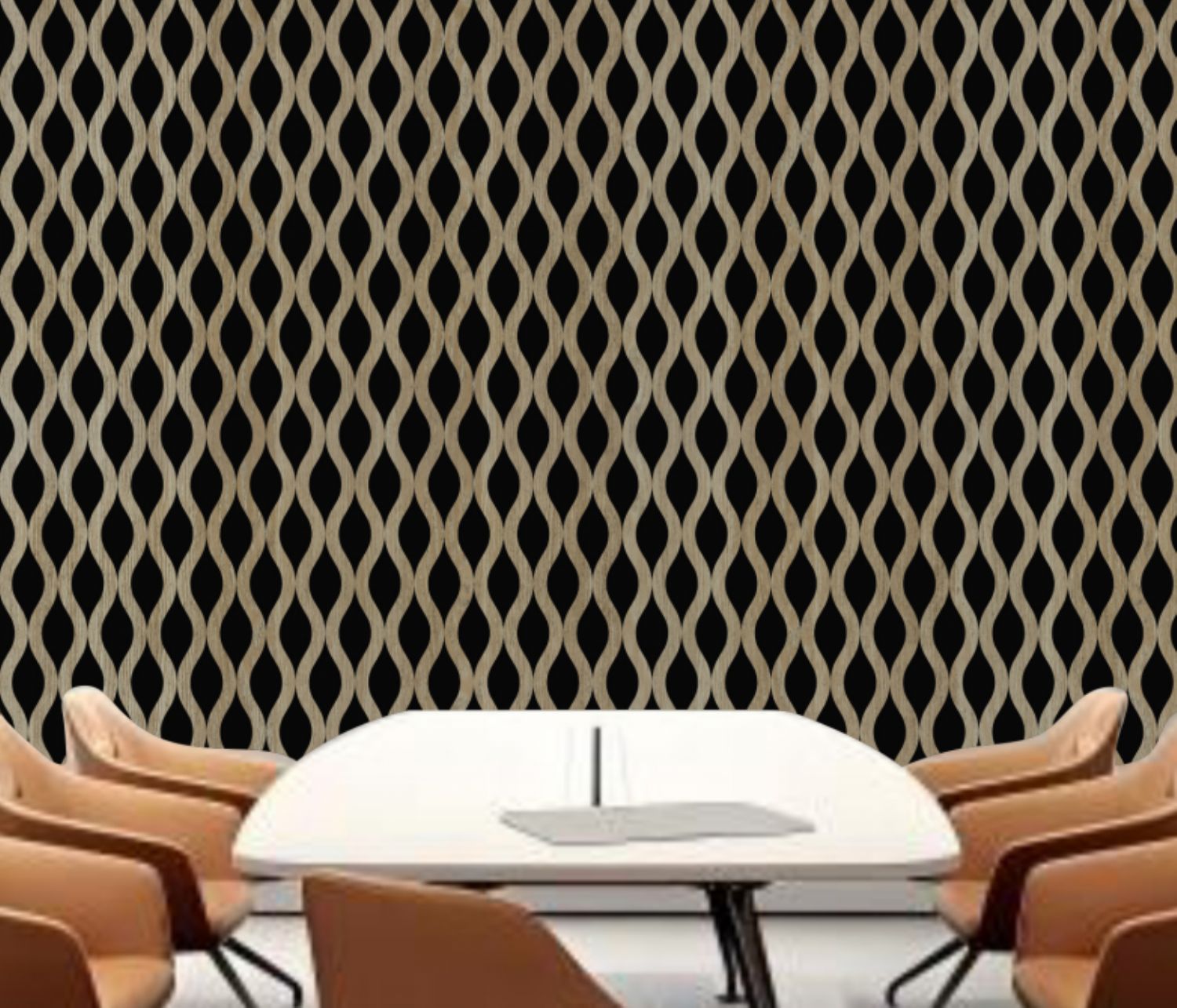 Set of 4 Dark Oak Acoustic Slatted Decorative Wall Panels with Wood Effect Finish (WP03)
