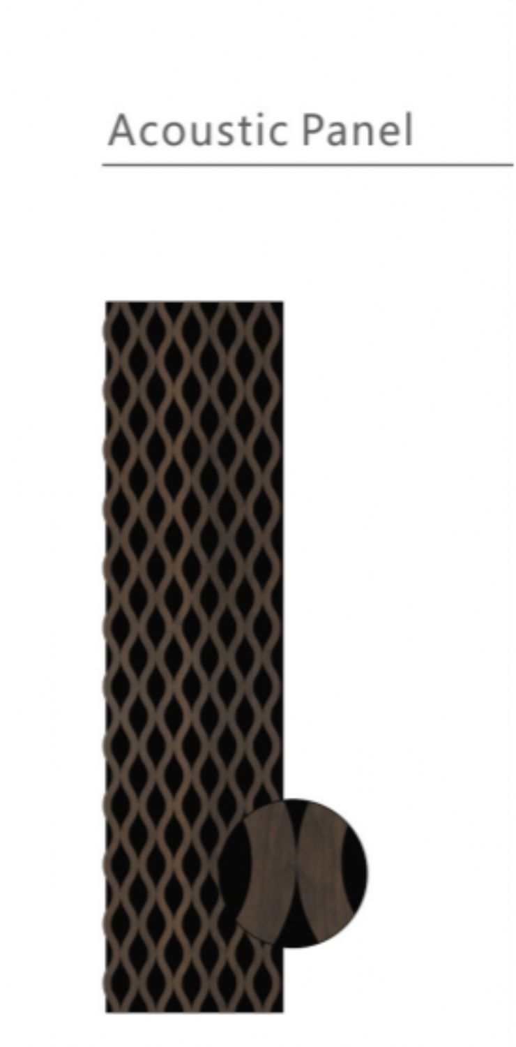 Set of 4 Walnut Acoustic Slatted Decorative Wall Panels with Wood Effect Finish