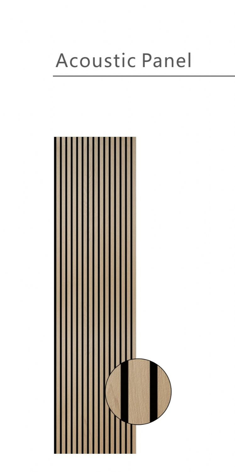 Set of 4 Natural Oak Acoustic Slatted Decorative Wall Panels with Wood Effect Finish