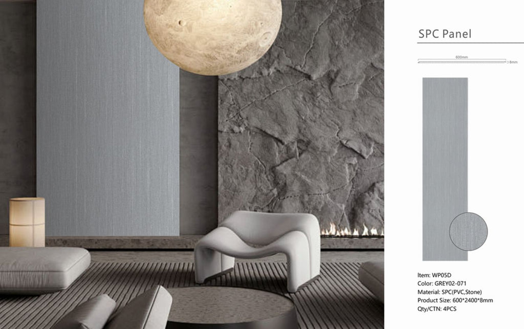 Set of 4 Dark Grey Wood Effect Finish Decorative Wall Panels