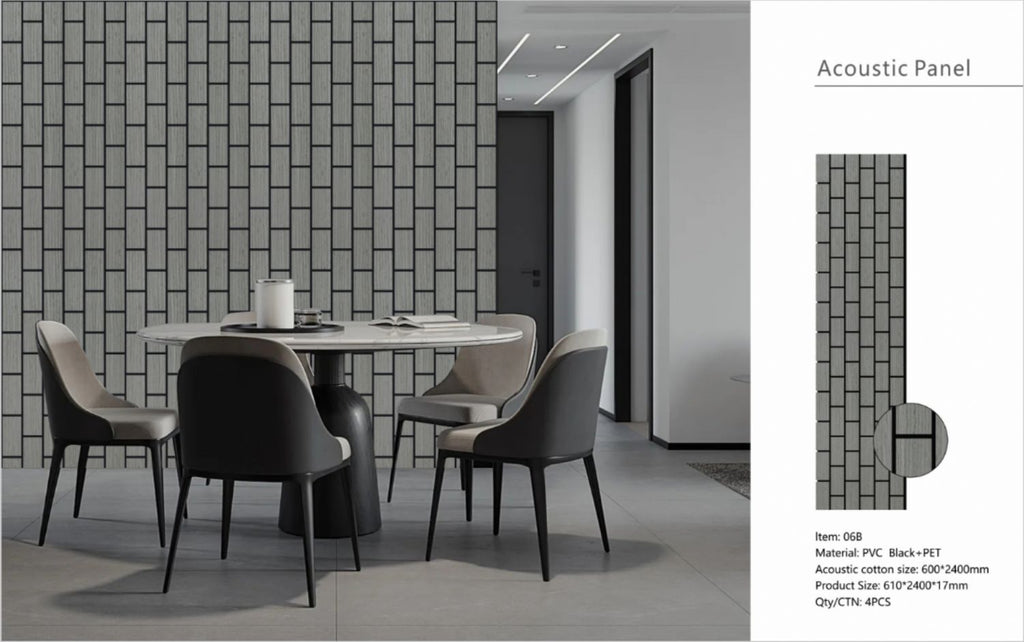 Set of 4 Light Grey Wood Effect Acoustic Decorative Wall Panels