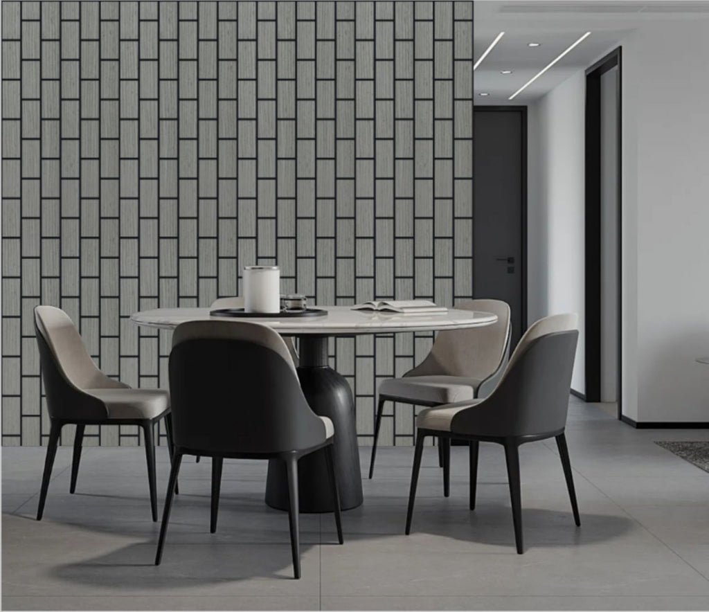 Set of 4 Light Grey Wood Effect Acoustic Decorative Wall Panels