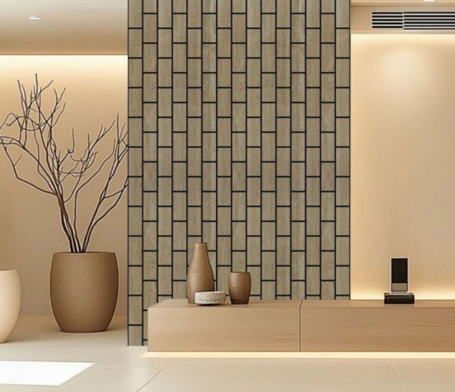 Set of 4 Dark Oak Wood Effect Acoustic Decorative Wall Panels