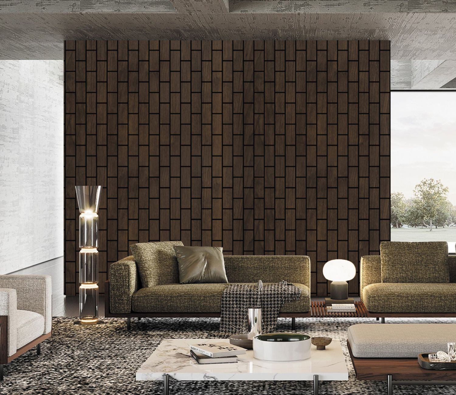 Set of 4 Walnut Wood Effect Acoustic Decorative Wall Panels