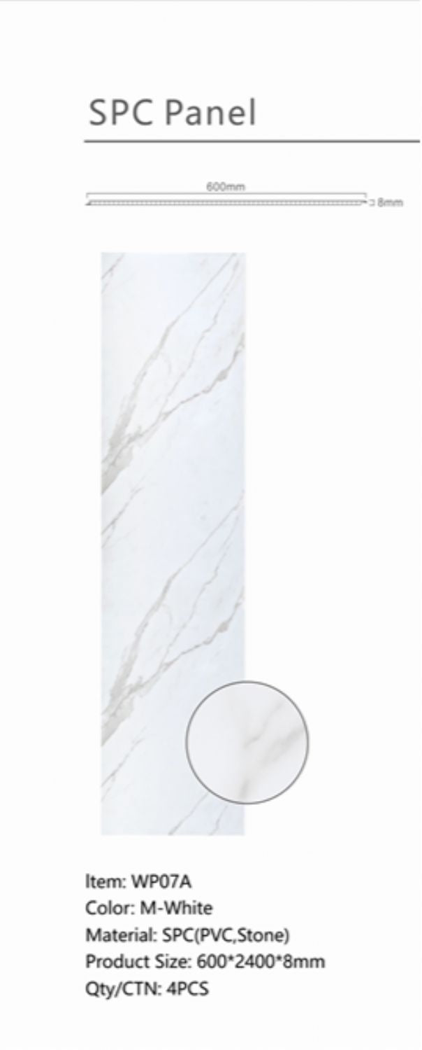 Set of 4 White Marble Effect Finish Decorative Wall Panels