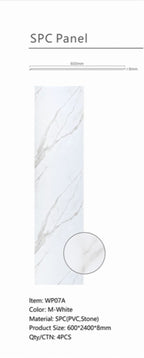 Set of 4 White Marble Effect Finish Decorative Wall Panels