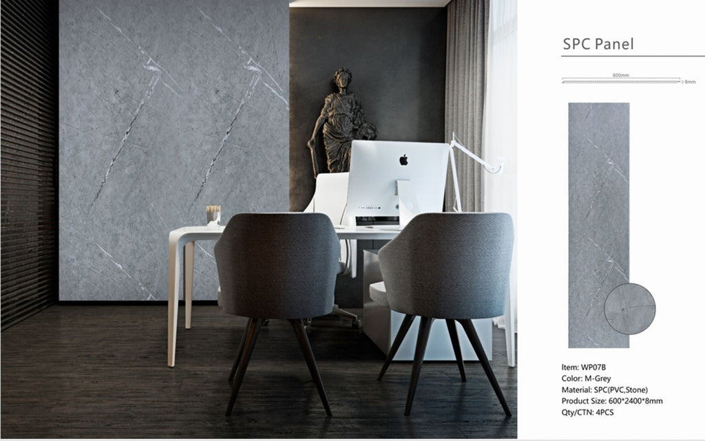 Set of 4 Grey Marble Effect Finish Decorative Wall Panels