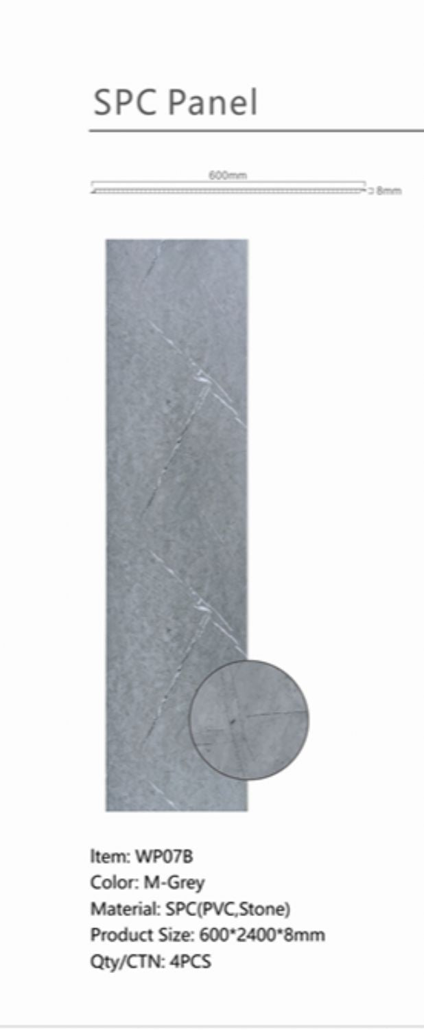 Set of 4 Grey Marble Effect Finish Decorative Wall Panels