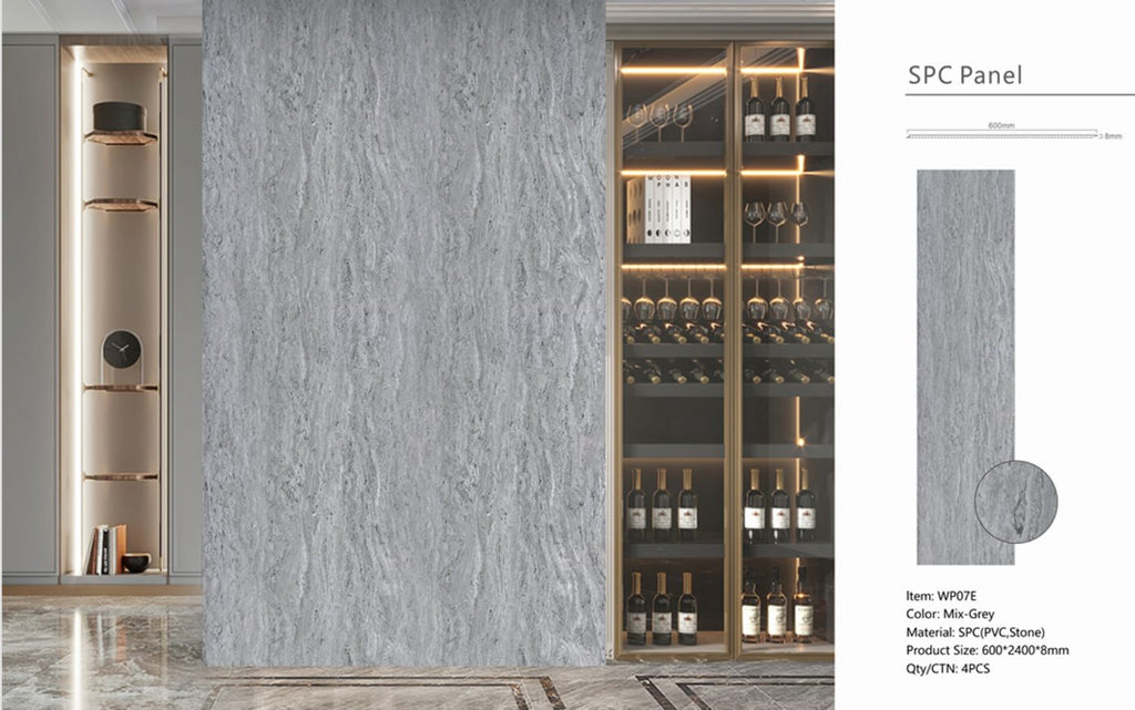 Set of 4 Mix Grey Marble Effect Finish Decorative Wall Panels