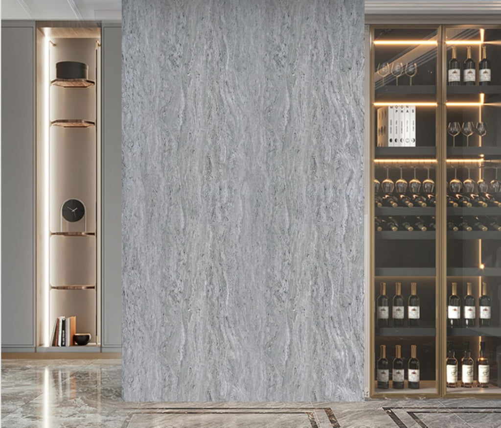Set of 4 Mix Grey Marble Effect Finish Decorative Wall Panels