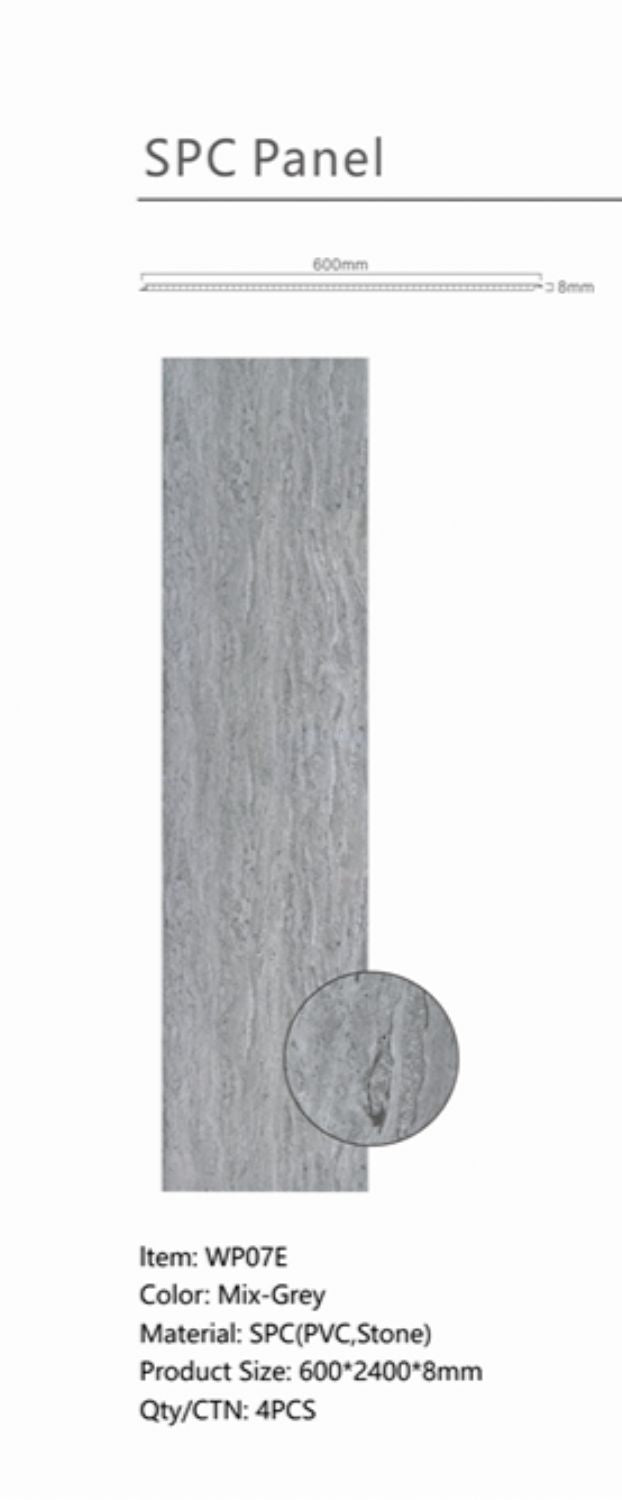 Set of 4 Mix Grey Marble Effect Finish Decorative Wall Panels