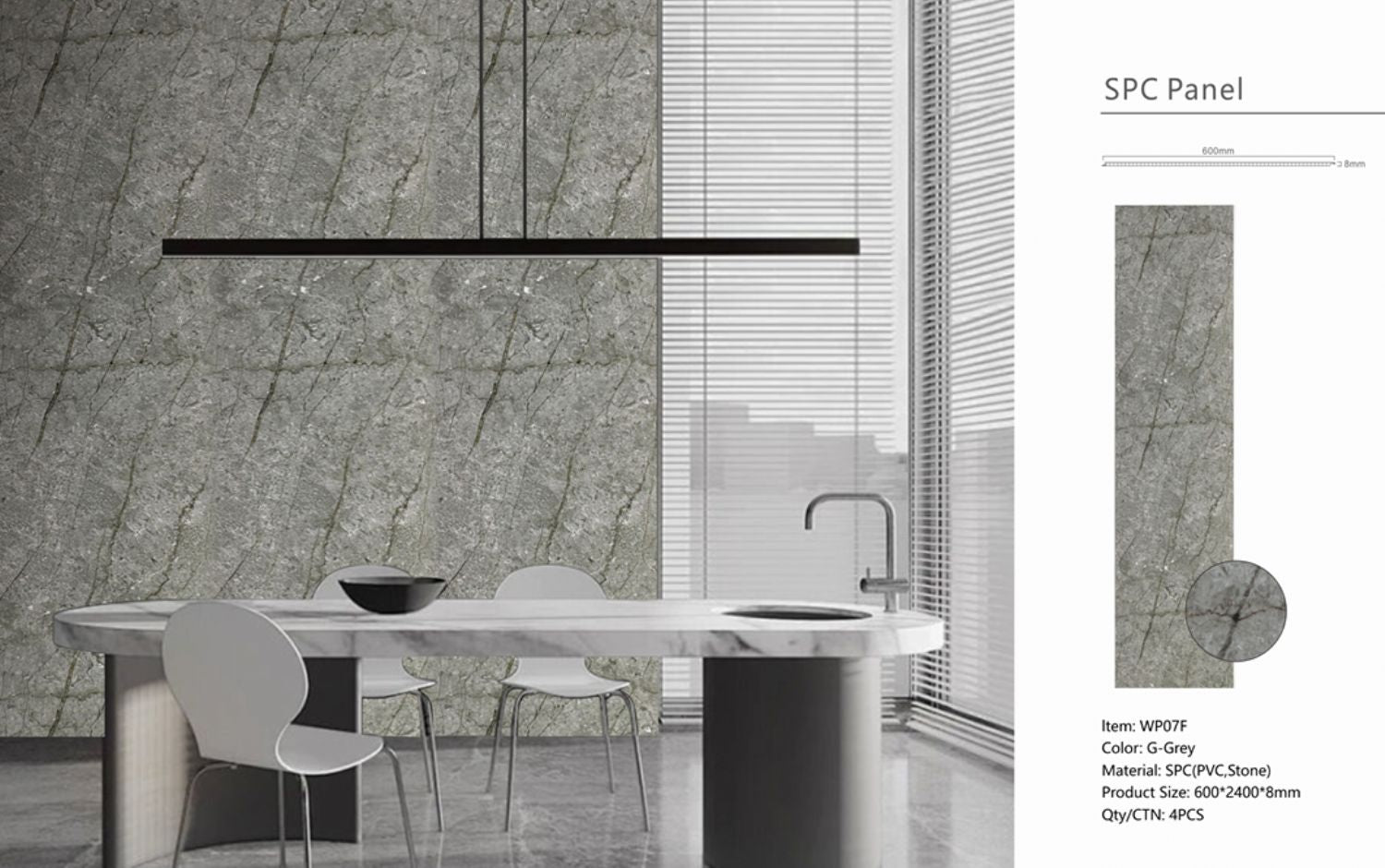 Set of 4 Gold and Grey Marble Effect Finish Decorative Wall Panels