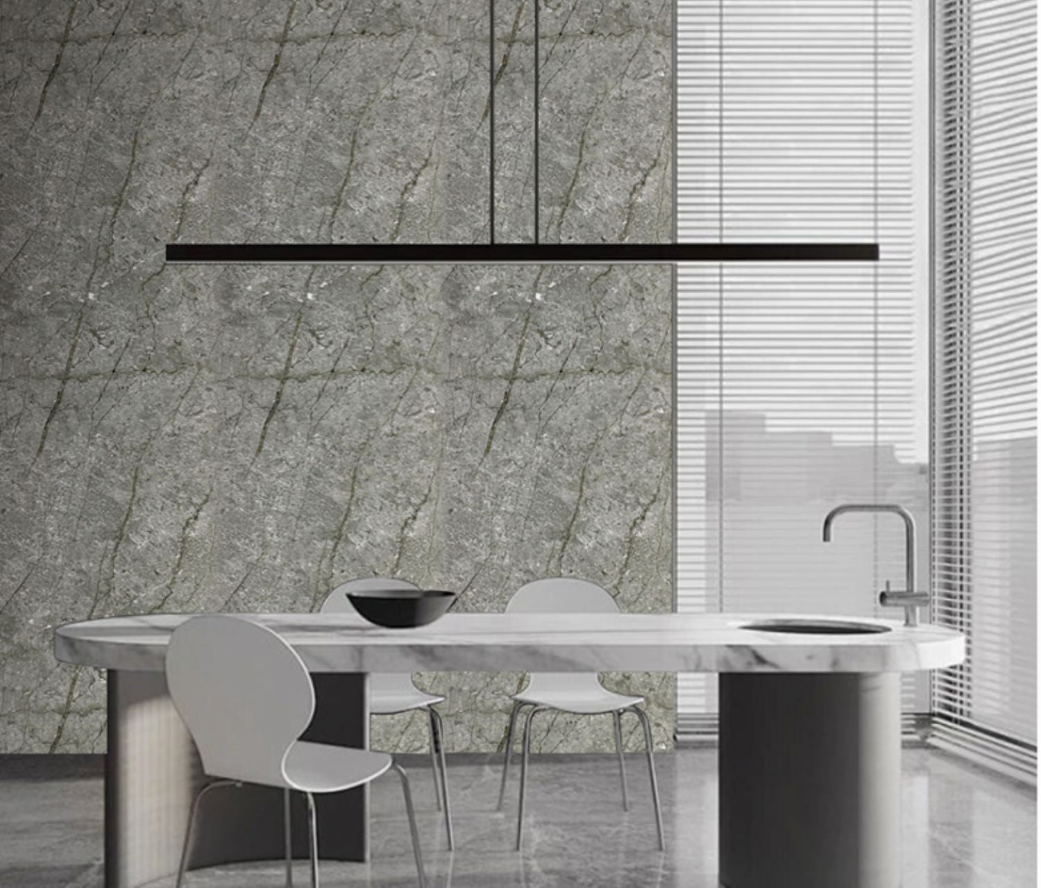 Set of 4 Gold and Grey Marble Effect Finish Decorative Wall Panels