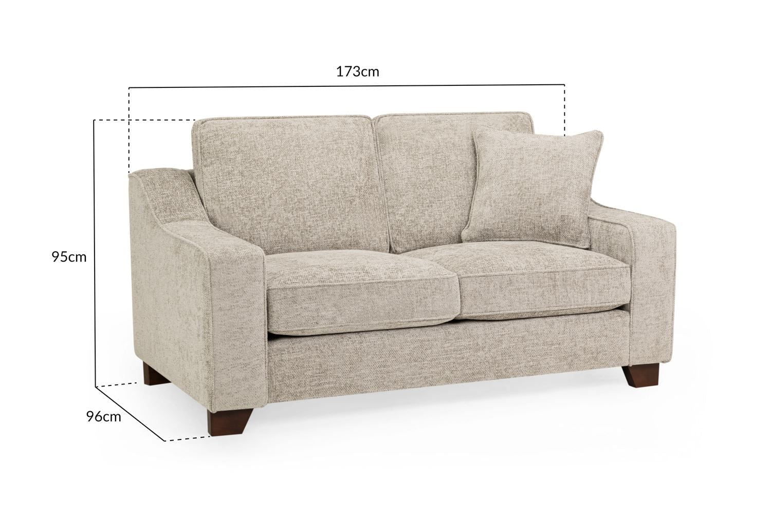 Stone Fabric 2 Seater Sofa Standard Back Dark Wooden Feet - Home Furniture Interiors