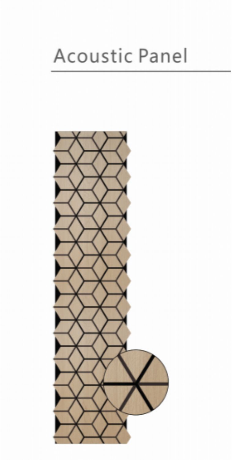 Set of 4 Oak Wood Effect Geometric Acoustic Decorative Wall Panels