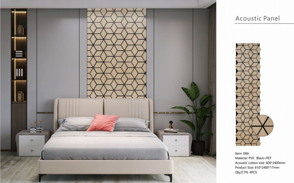 Set of 4 Oak Wood Effect Geometric Acoustic Decorative Wall Panels