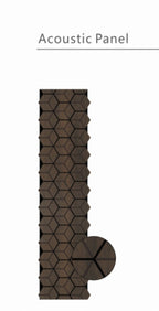 Set of 4 Walnut Wood Effect Geometric Acoustic Decorative Wall Panels
