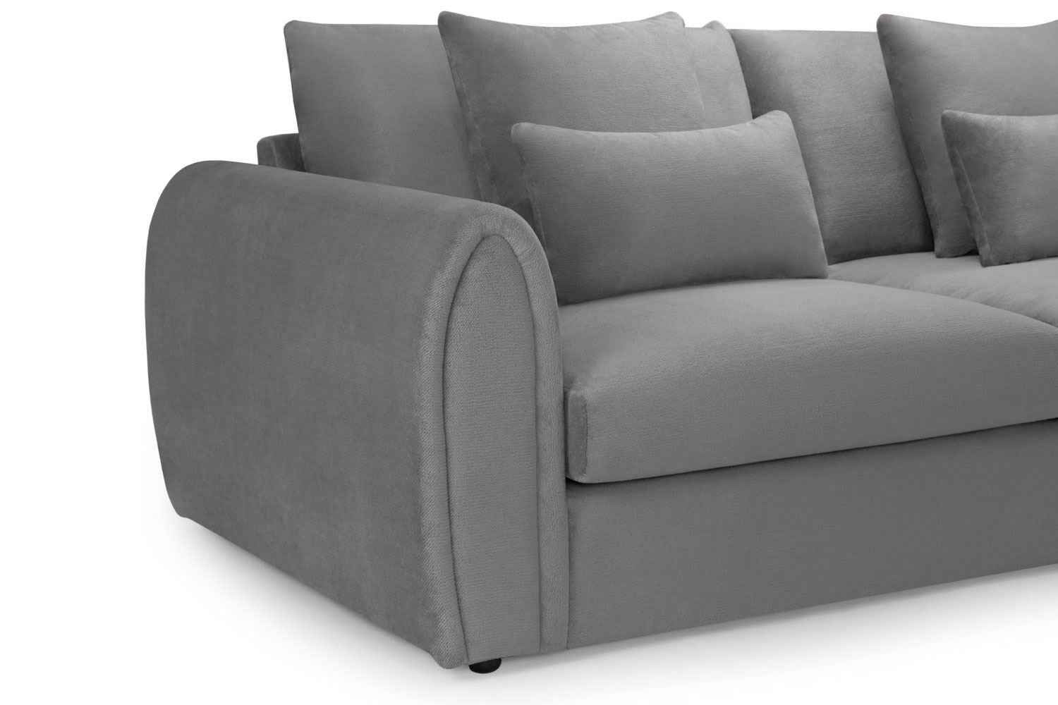 Grey Fabric Large Corner Group Sofa Curved Arms - Home Furniture Interiors
