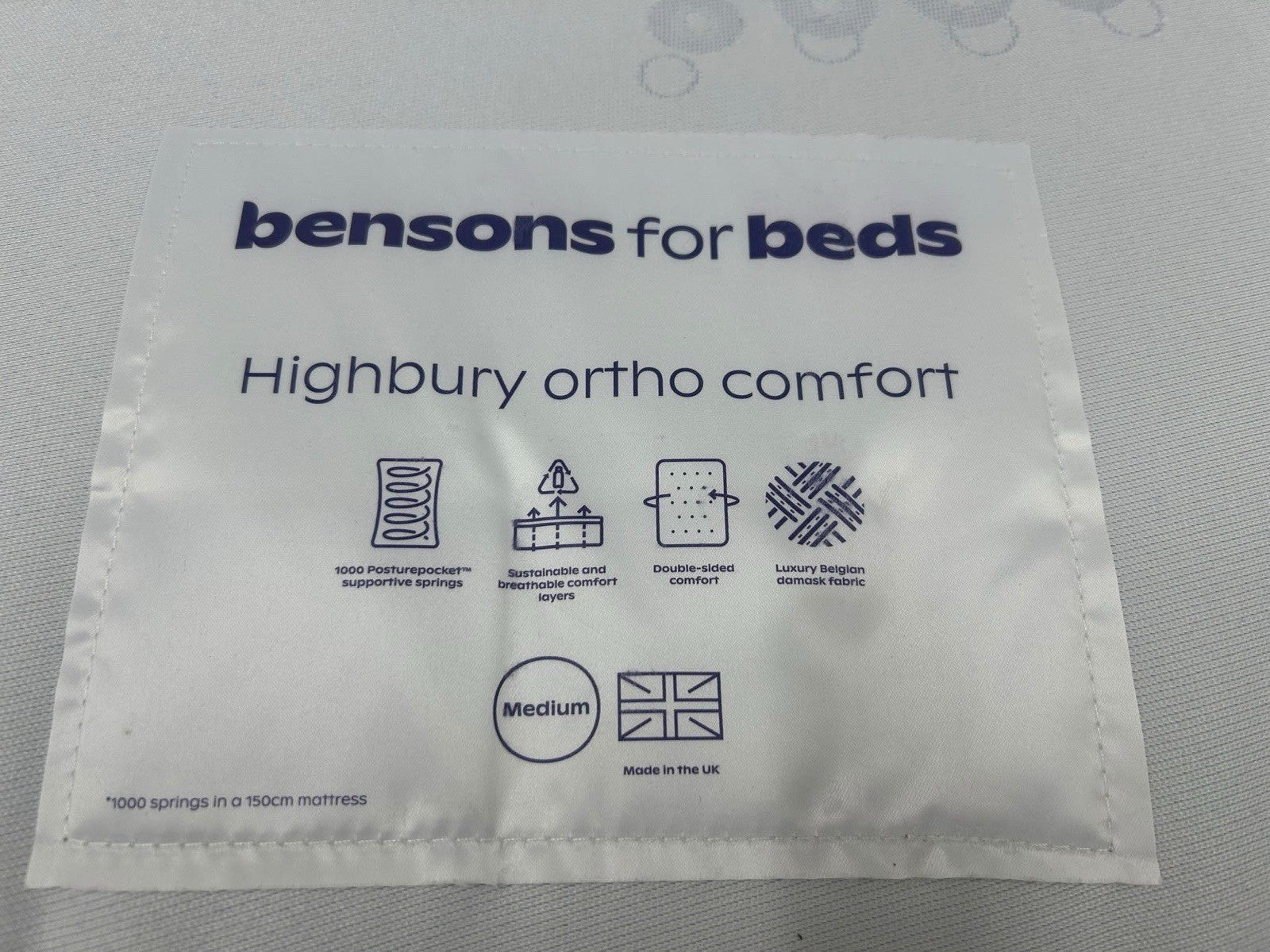 Highbury Ortho Comfort Mattress 5FT Kingsize RRP £995 Medium