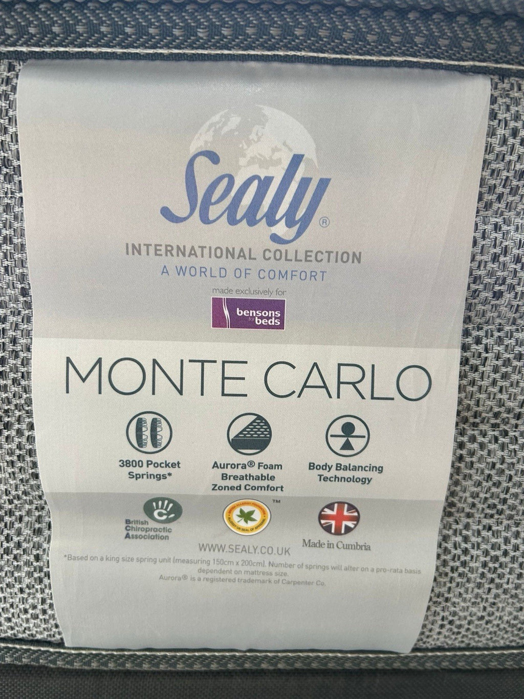 Sealy Monte Carlo 3800 Pocket Springs 5FT Kingsize. RRP £2899 - Home Furniture Interiors
