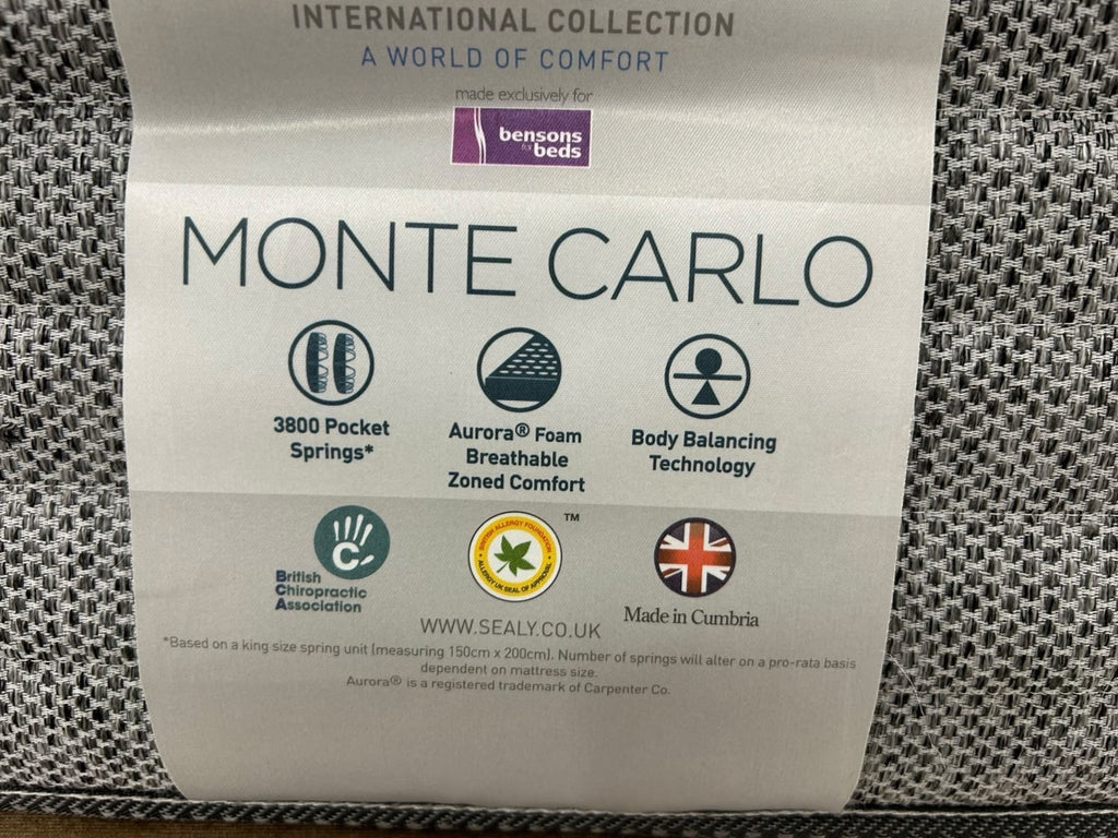 Sealy Monto Carlo 3800 Pocket Springs 5FT Kingsize RRP £2899