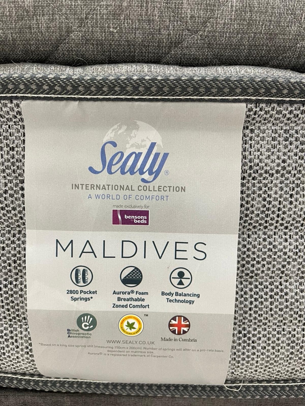 Sealy Maldives Pocket Springs 6FT Superking RRP £2899