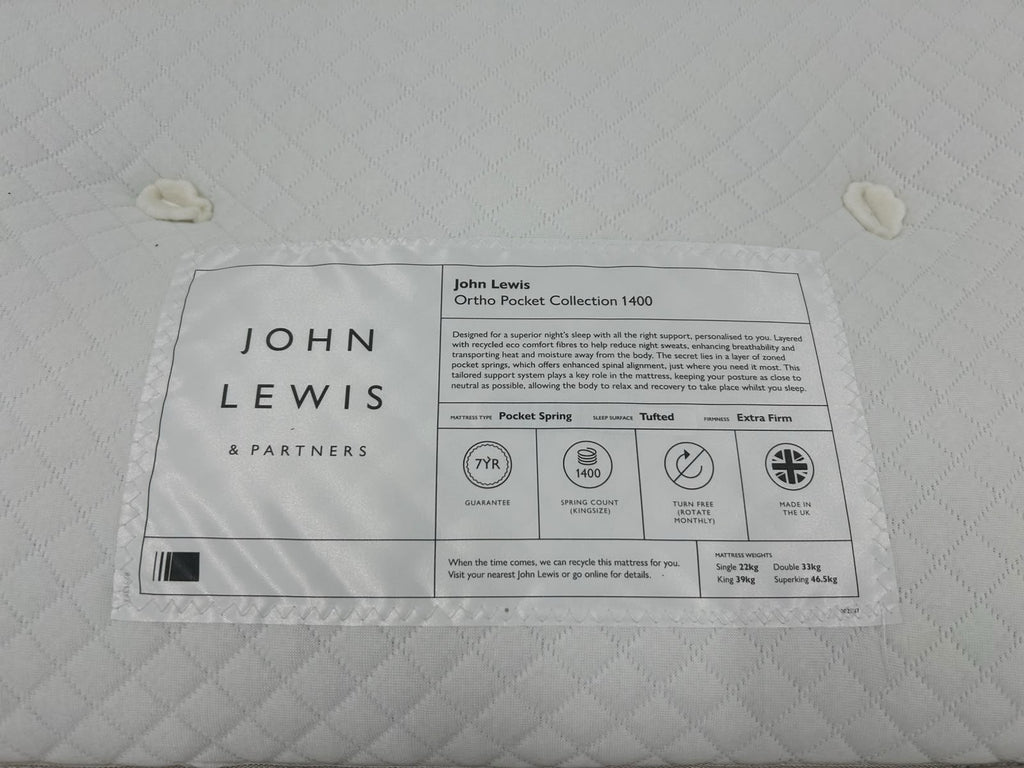 John Lewis Ortho Pocket Collection 1400 Pocket Spring Double 4FT 6 RRP £799