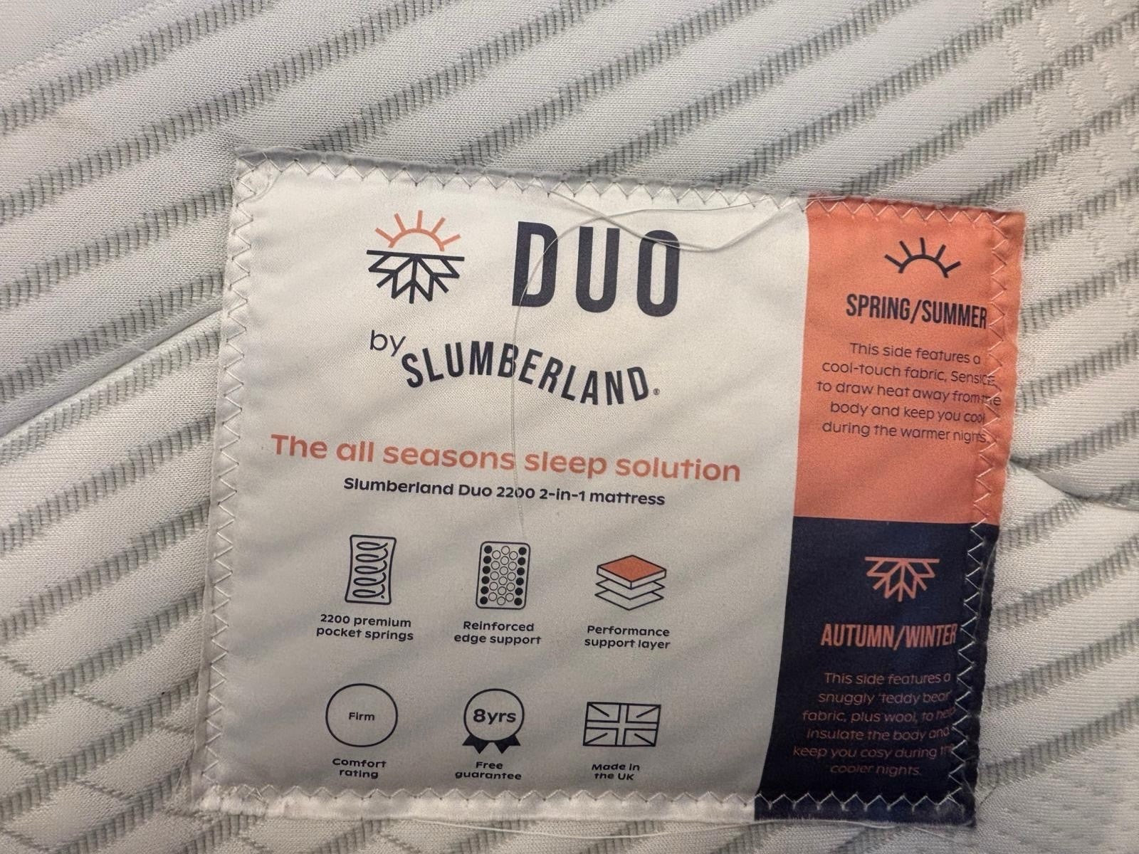 Slumberland Duo 2200 2-In-1 Mattress Firm 6FT Superking RRP £1299
