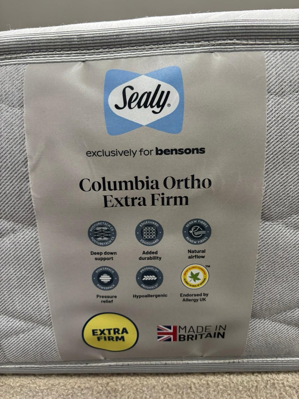 Sealy Melbourne Ortho Extra Firm 4FT 6 Double Mattress - RRP £1499 A - Home Furniture Interiors