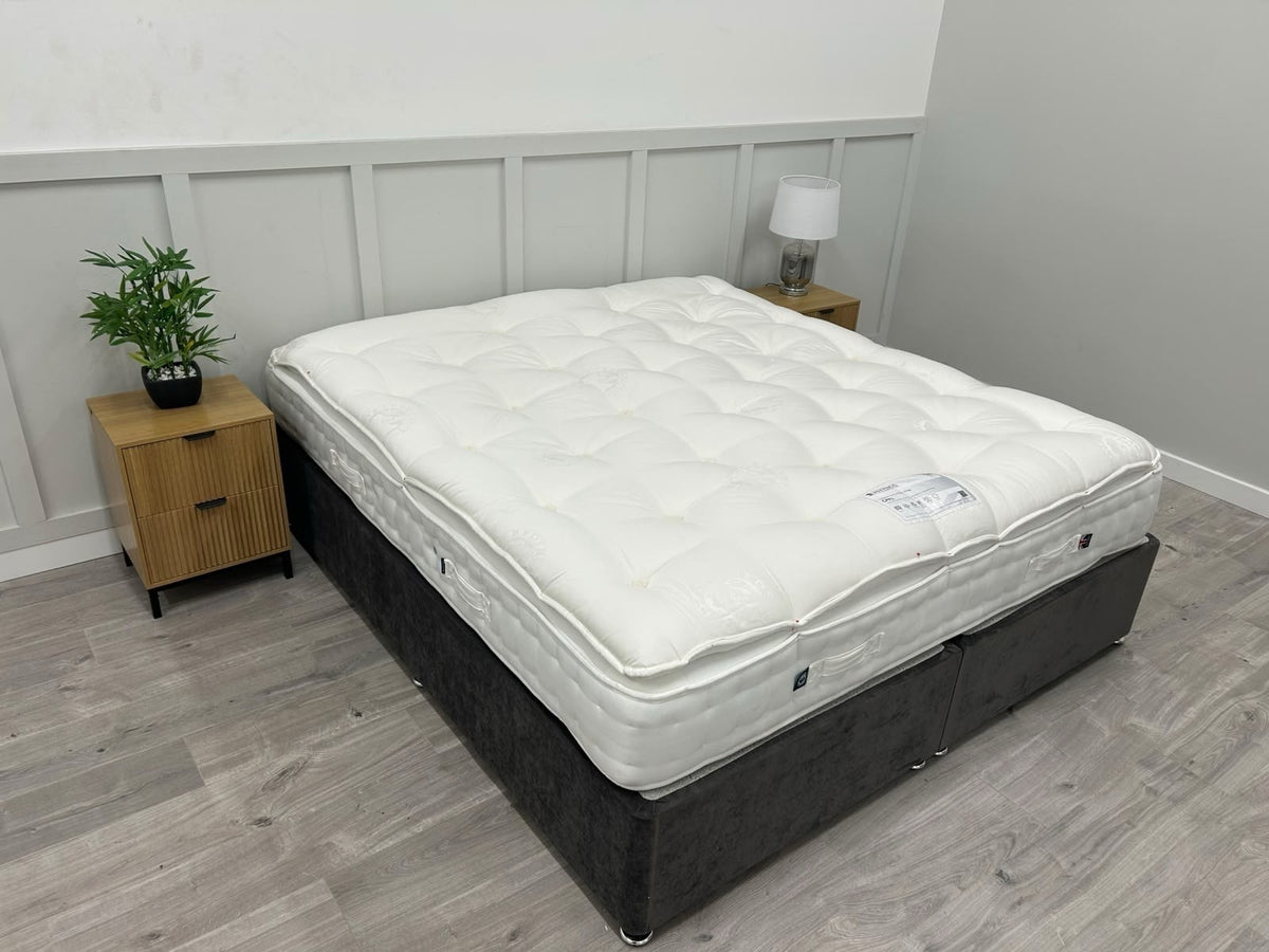 Hypnos Bespoke Opal 6FT Super King mattress with pillowtop, firm support, featuring luxurious fabric and detailed stitching.