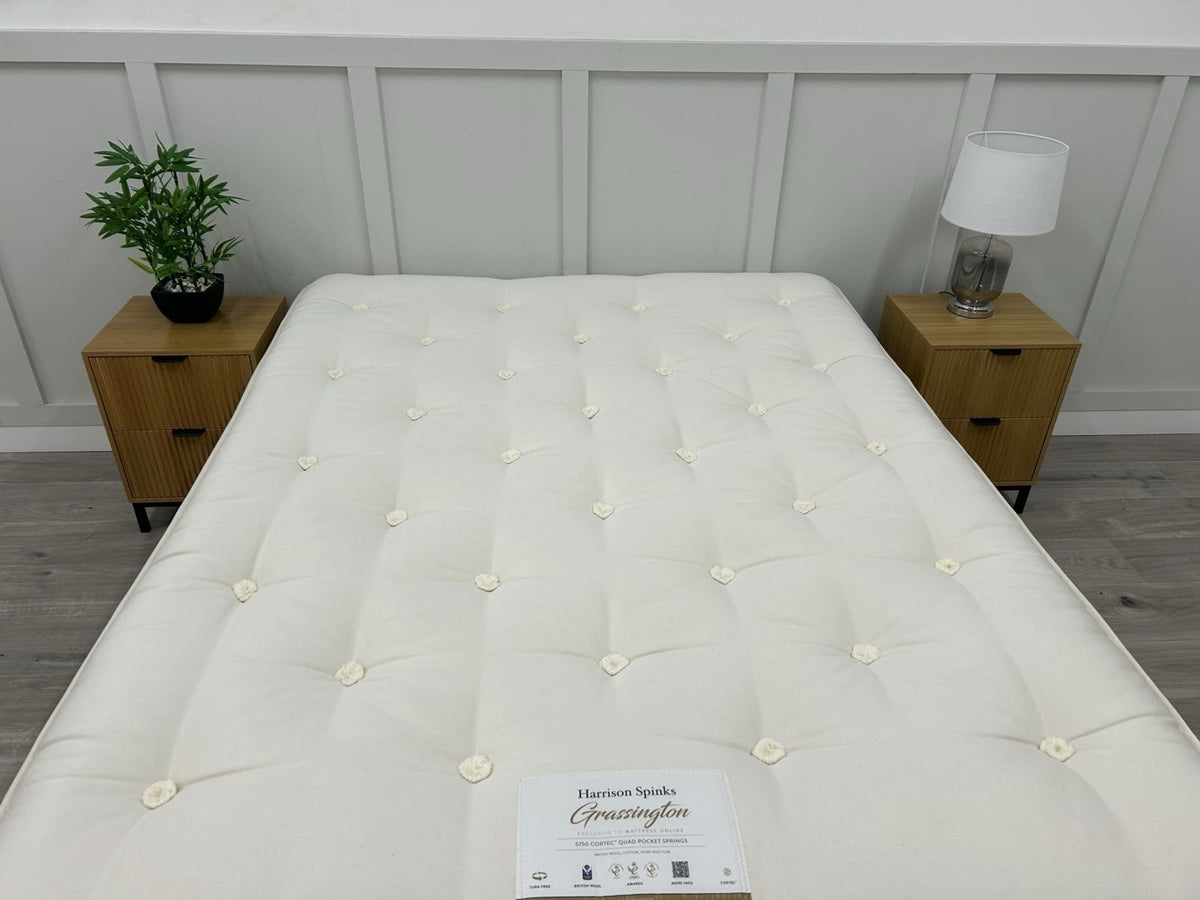 John Lewis Harrison Spinks Grassington 5750 Pocket Mattress 5FT Kingsize with medium firm support, showing the mattress surface and stitching.