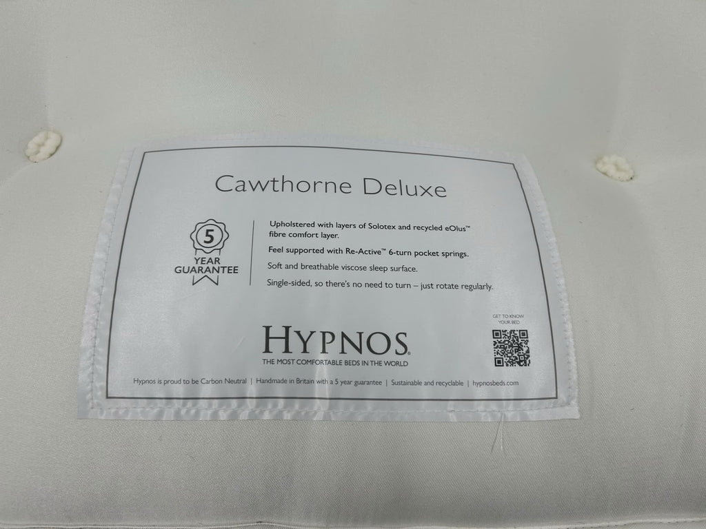 Hypnos Cawthorne Deluxe 5FT Kingsize Medium Mattress with plush fabric and supportive design, ideal for comfortable sleep.
