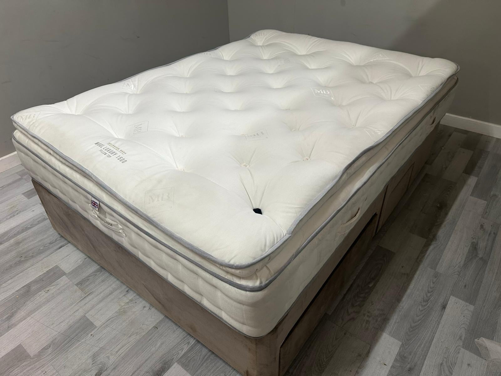 Millbrook Wool Luxury 1500 Pocket Pillow Top Mattress 5FT Kingsize RRP £1269 A - Home Furniture Interiors