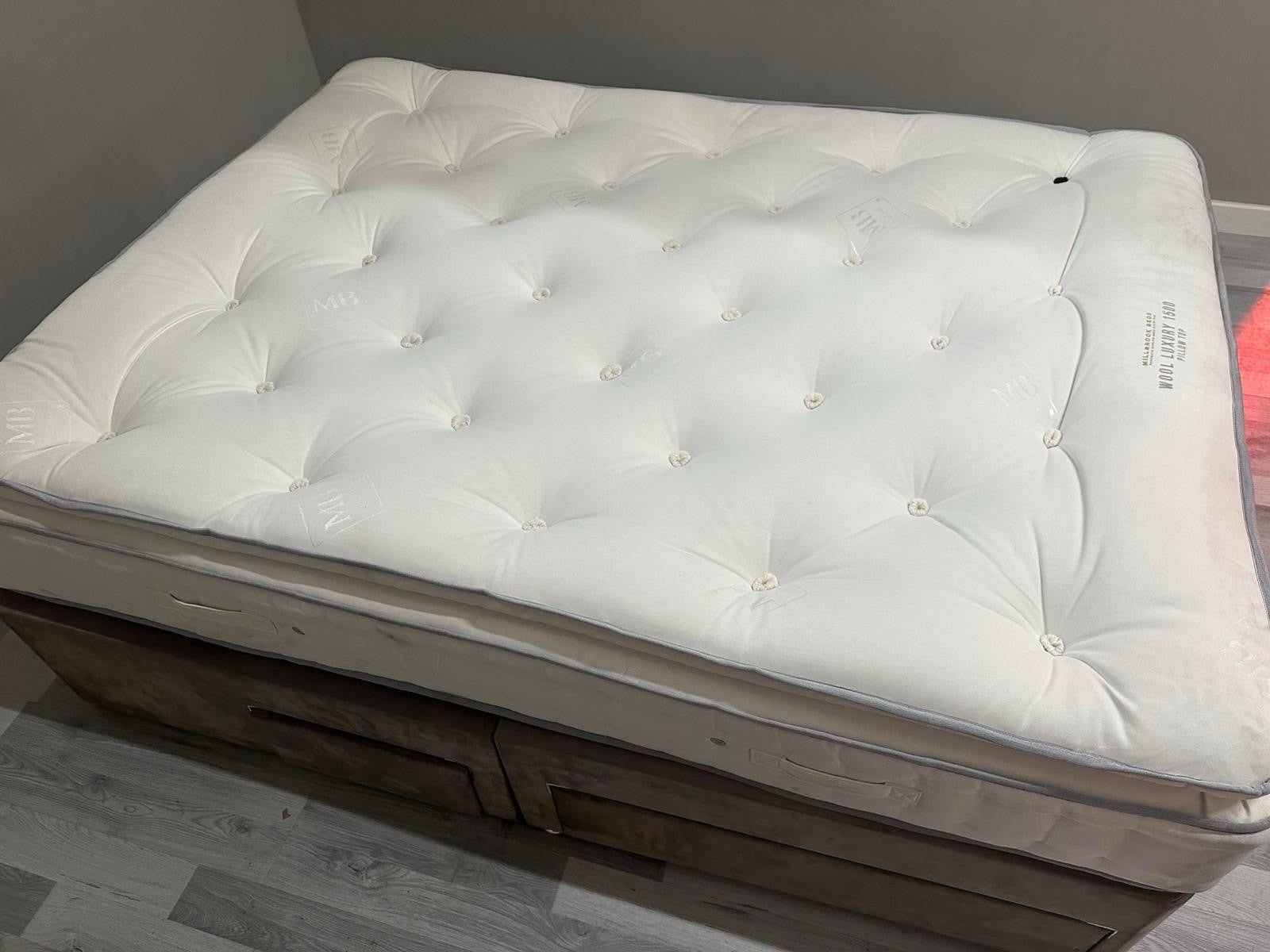 Millbrook Wool Luxury 1500 Pocket Pillow Top Mattress 5FT Kingsize RRP £1269 A - Home Furniture Interiors