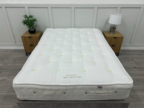 Millbrook Wool Ortho 2000 firm 4FT small double mattress in white fabric ticking