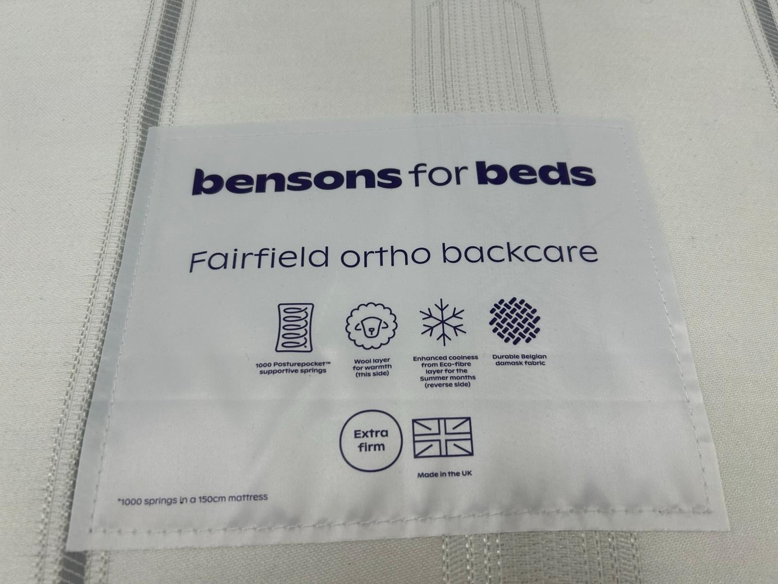 Benson For Beds Fairfield Backcare Mattress 6FT Superking Ortho RRP £959