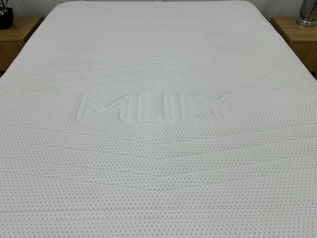 Mlily Premier 2000 Orthopedic Double Mattress 4ft 6 inch, firm support, shown with a neatly made bed and pillows.
