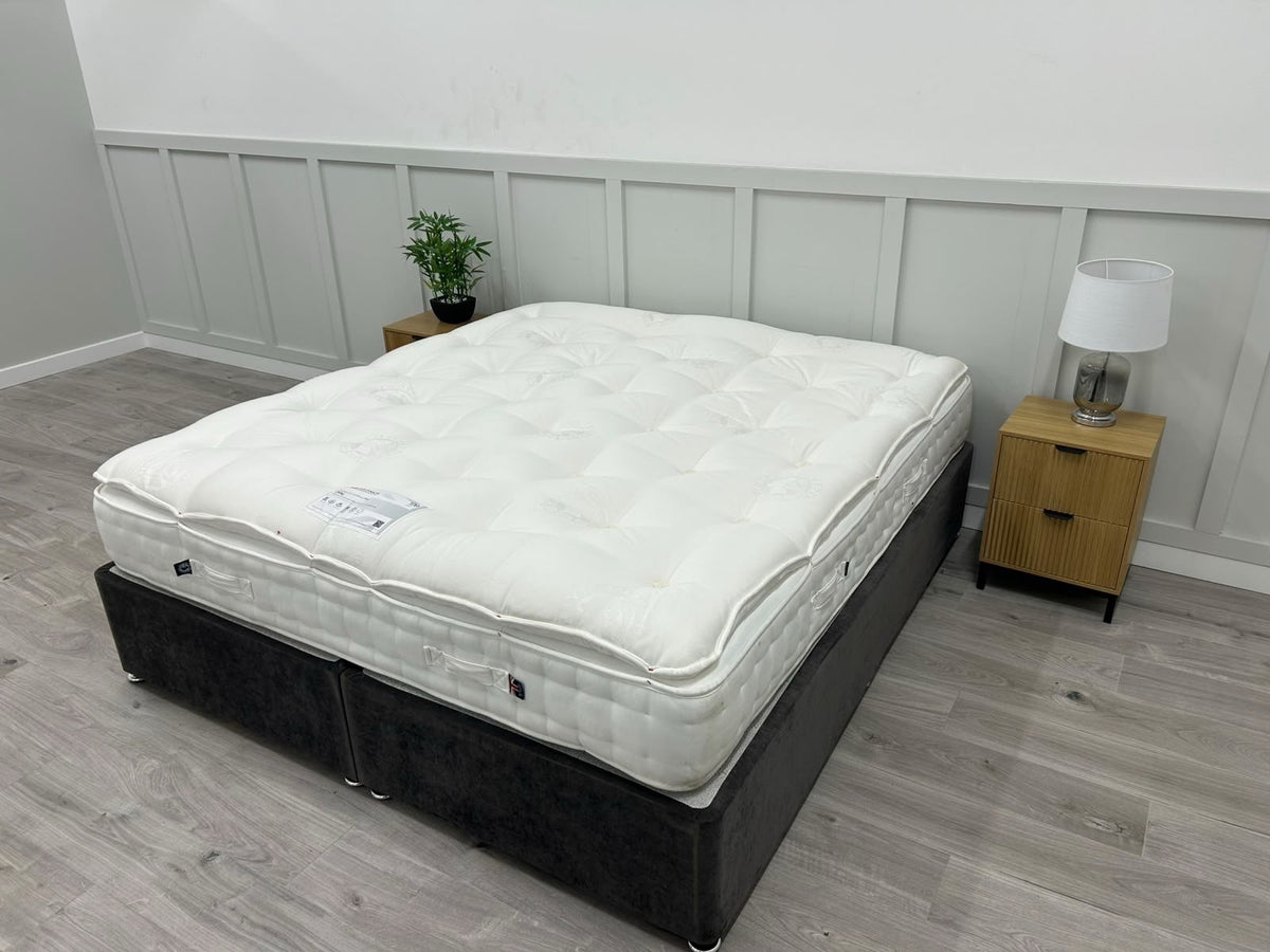 Hypnos Bespoke Opal 6FT Super King Mattress with firm support and pillowtop design, showcasing plush fabric and detailed stitching.