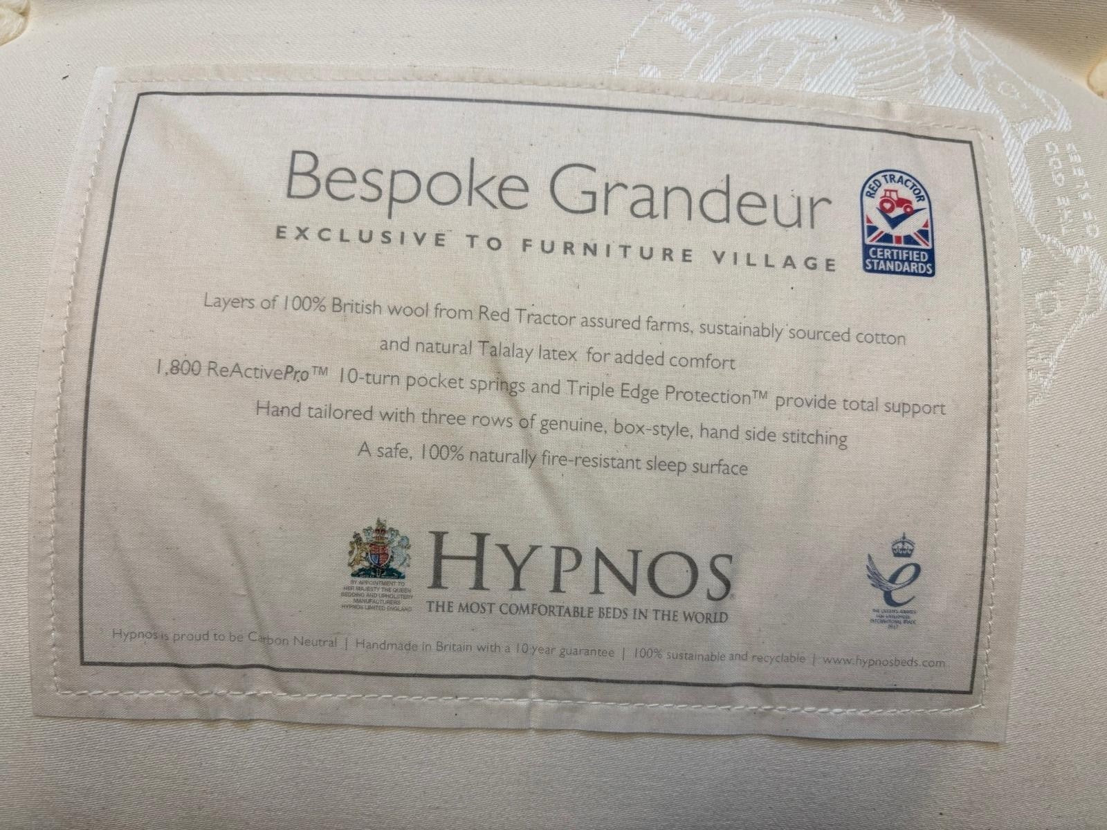 Hypnos Bespoke Grandeur / Pearl Mattress - RRP £4199 Kingsize 5FT - Home Furniture Interiors