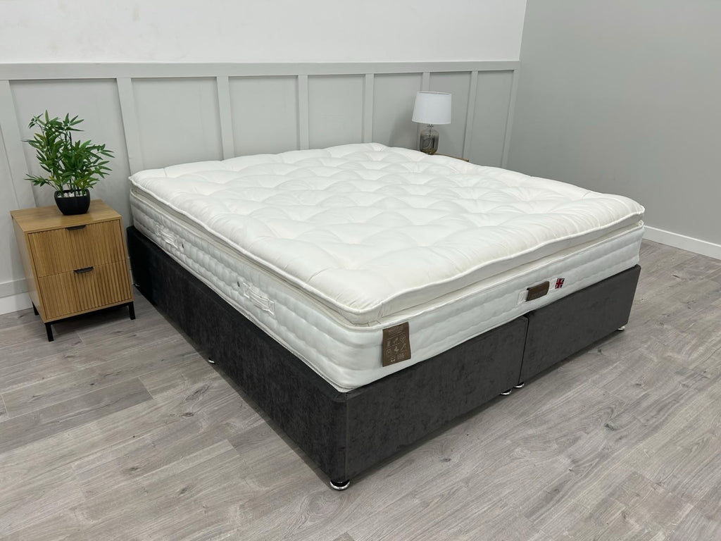 Staples and Co Artisan Pure Decadence 5FT Kingsize mattress with plush fabric, shown with a quilted top and supportive edges.