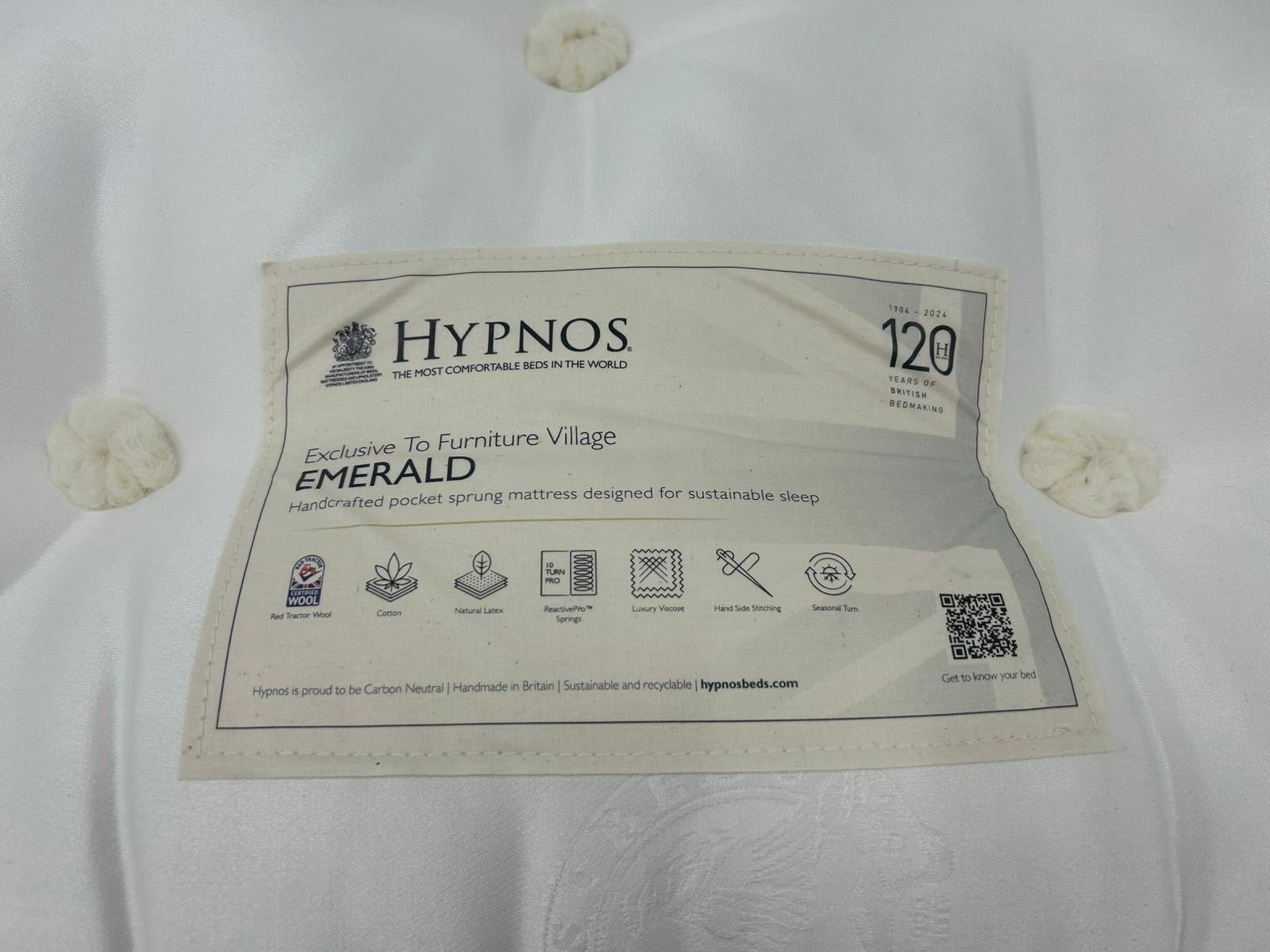 Hypnos Bespoke Emerald Mattress 4FT 6 Double with Detachable Topper RRP £4799