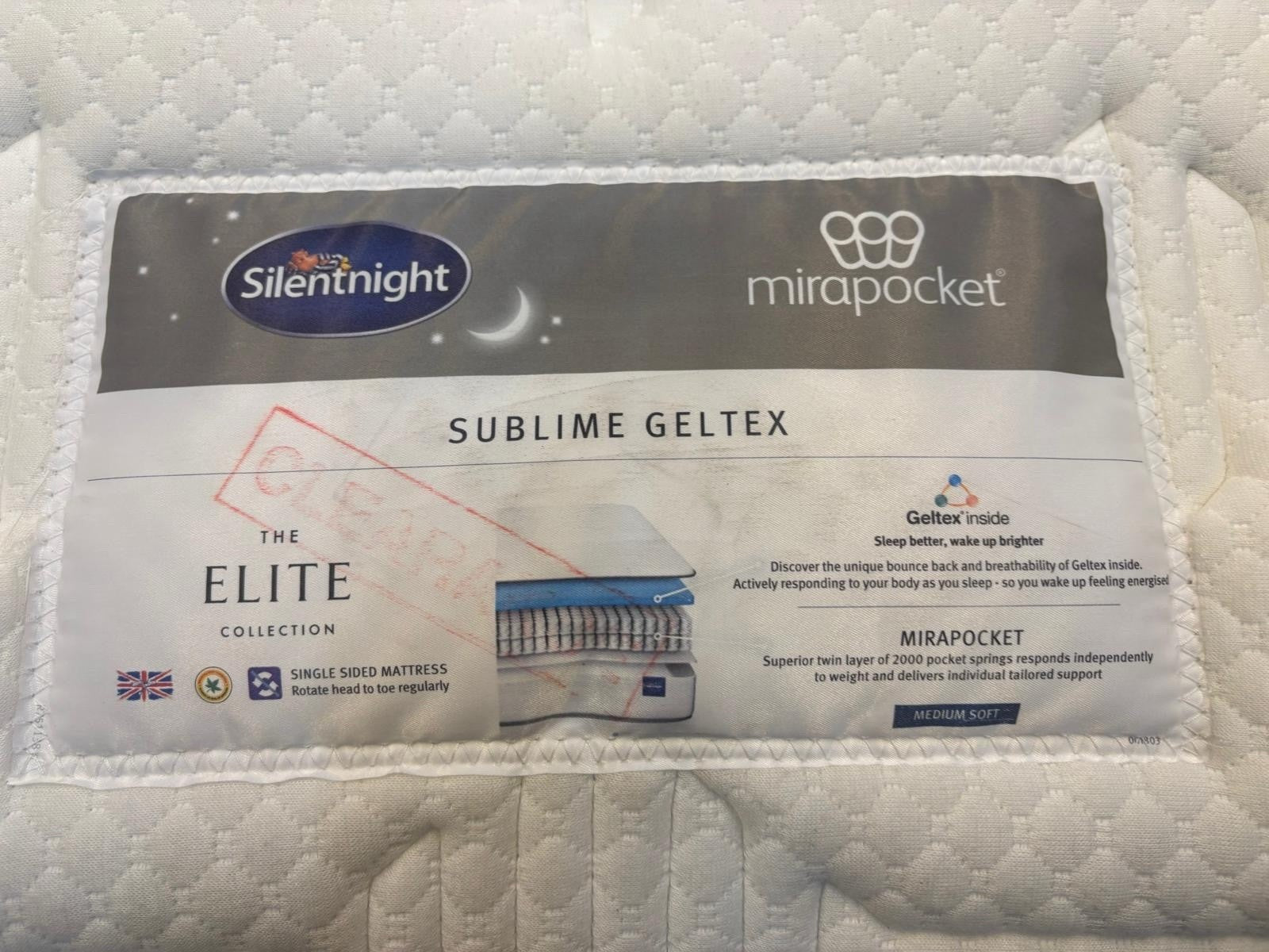 Silentnight Sublime Geltex Mattress 5FT Kingsize  Mira Pocket RRP £899